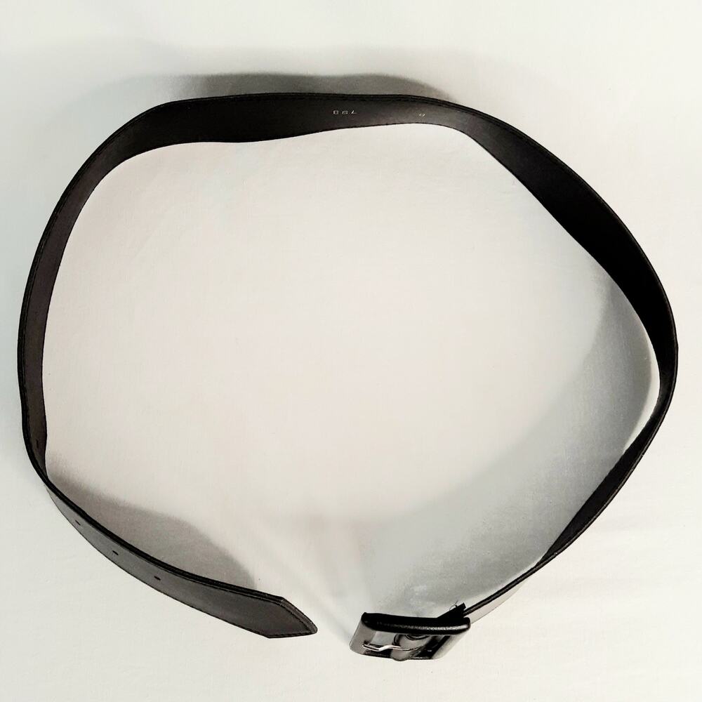 💎Womens Black Wide Angled Belt Size Medium Faux Leather Minimalist - Picture 6 of 12